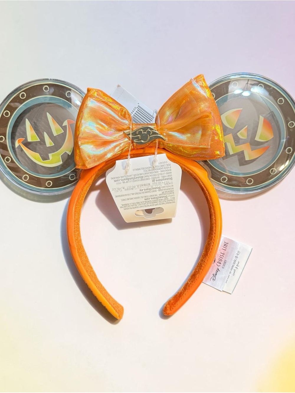 Disney Cruise Line Orange Halloween Pumpkin Ears Headband with Bow - NWT